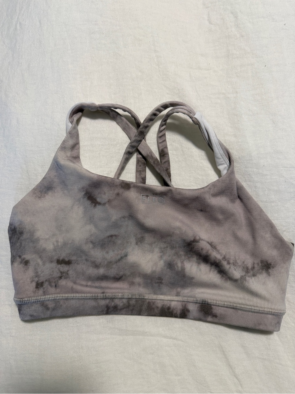 Fleo Tie-Dye Ribbed Sports Bra - Gray Mauve